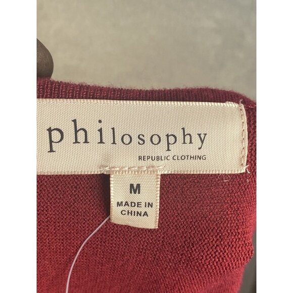 Philosophy Woemens‎ 3/4 Sleeve V-neck Red Shirt Size Medium - Picture 4 of 6